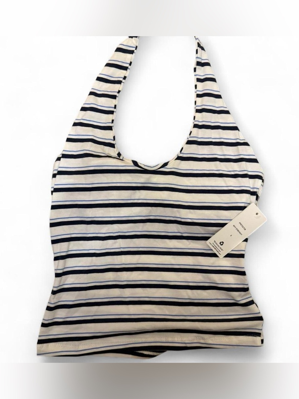 Pink Rose Navy and White Striped Tank Top